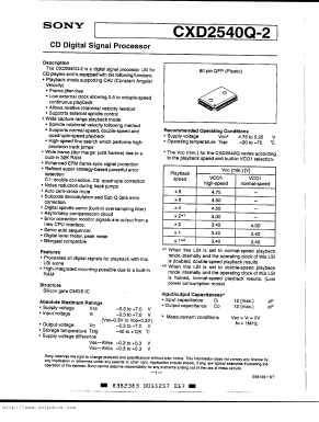CXD2540Q Datasheet PDF Sony Semiconductor