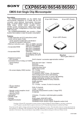 CXP86548 Datasheet PDF Sony Semiconductor
