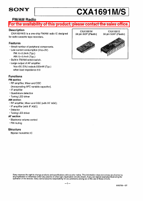CXA1691S Datasheet PDF Sony Semiconductor