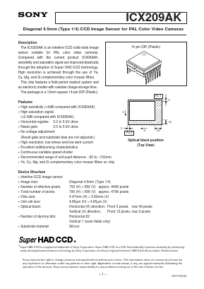 ICX209AK Datasheet PDF Sony Semiconductor