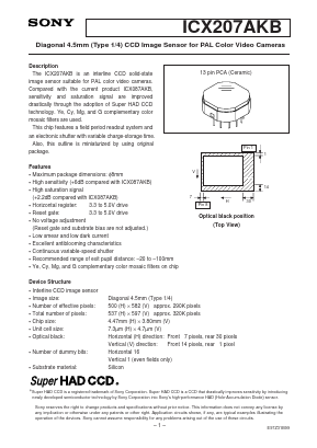 ICX207AKB Datasheet PDF Sony Semiconductor
