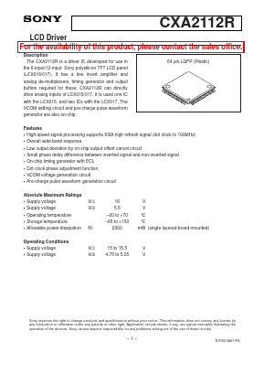 CXA2112R Datasheet PDF Sony Semiconductor