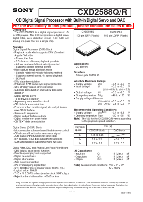 CXD2588Q Datasheet PDF Sony Semiconductor