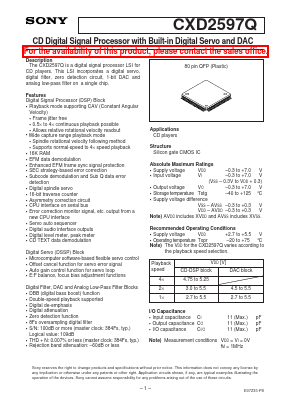 CXD2597Q Datasheet PDF Sony Semiconductor