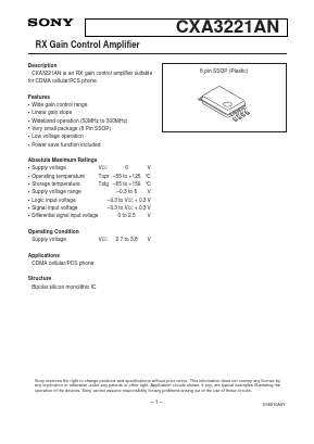 CXA3221AN Datasheet PDF Sony Semiconductor