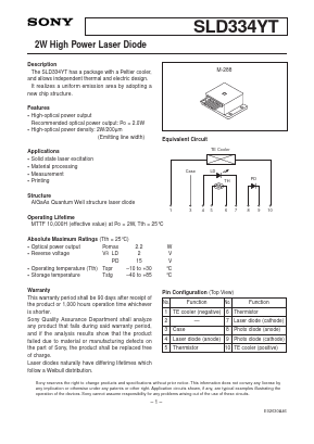 SLD334YT Datasheet PDF Sony Semiconductor