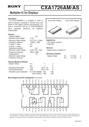 CXA1726 Datasheet PDF Sony Semiconductor