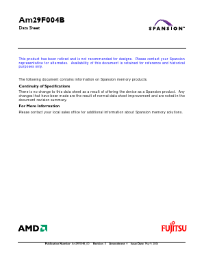 AM29F004BT-70JK Datasheet PDF Spansion Inc.