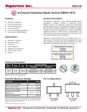 DN3135 Datasheet PDF  Supertex Inc
