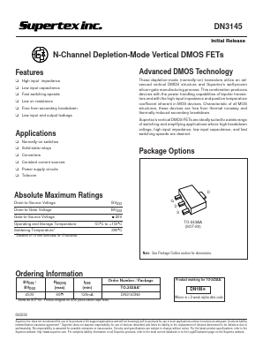 DN3145N8 Datasheet PDF  Supertex Inc