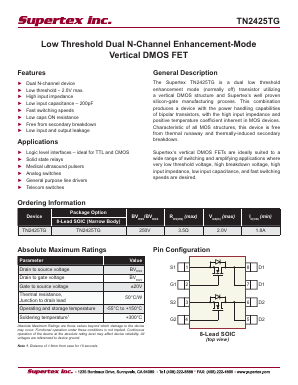 TN2425TG Datasheet PDF  Supertex Inc