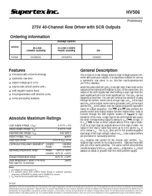 HV506PG Datasheet PDF  Supertex Inc
