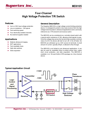 MD0105K6-G Datasheet PDF  Supertex Inc