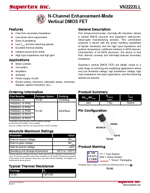 VN2222LL-GP002 Datasheet PDF  Supertex Inc