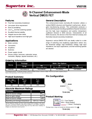 VN0106N3-GP002 Datasheet PDF  Supertex Inc