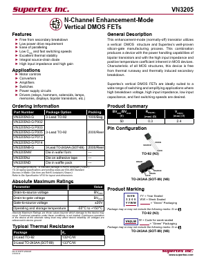 VN3205N3-GP005 Datasheet PDF  Supertex Inc
