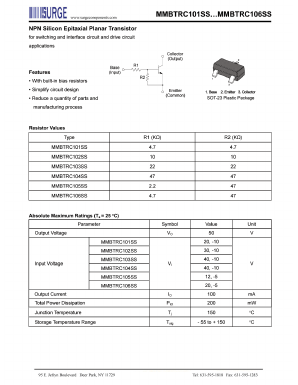 MMBTRC101SS Datasheet PDF Surge Components