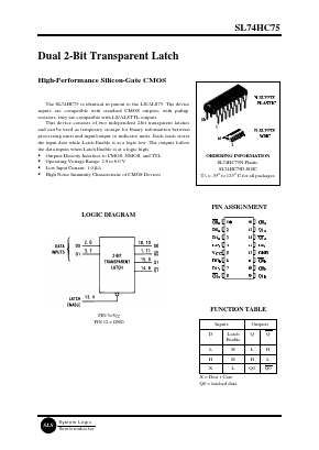 SL74HC75D Datasheet PDF System Logic Semiconductor