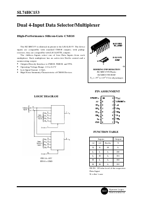 SL74HC153N Datasheet PDF System Logic Semiconductor