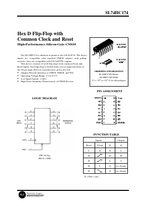SL74HC174N Datasheet PDF System Logic Semiconductor