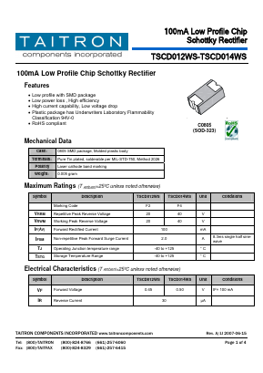 TSCD012WS Datasheet PDF TAITRON Components Incorporated
