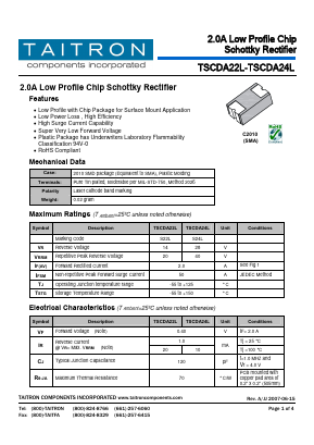 TSCDA22L Datasheet PDF TAITRON Components Incorporated