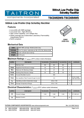 TSCD052WS Datasheet PDF TAITRON Components Incorporated