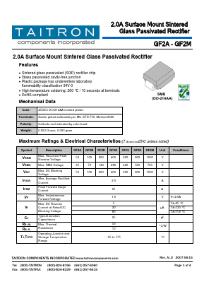 GF2M Datasheet PDF TAITRON Components Incorporated