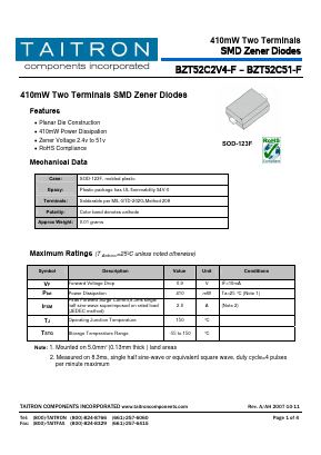 BZT52C30-F Datasheet PDF TAITRON Components Incorporated