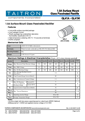 GL41B Datasheet PDF TAITRON Components Incorporated