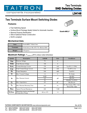 LS4148 Datasheet PDF TAITRON Components Incorporated