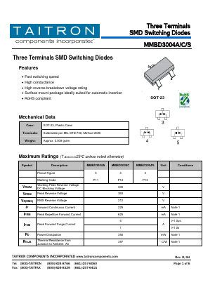 MMBD3004C Datasheet PDF TAITRON Components Incorporated