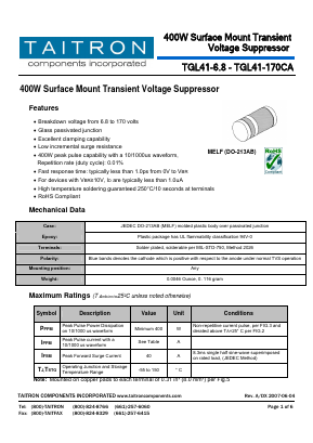 TGL41-18 Datasheet PDF TAITRON Components Incorporated