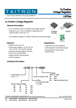 LM7824 Datasheet PDF TAITRON Components Incorporated