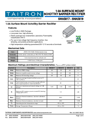 SMA5817 Datasheet PDF TAITRON Components Incorporated