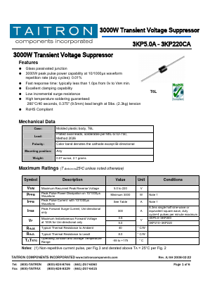 3KP64 Datasheet PDF TAITRON Components Incorporated