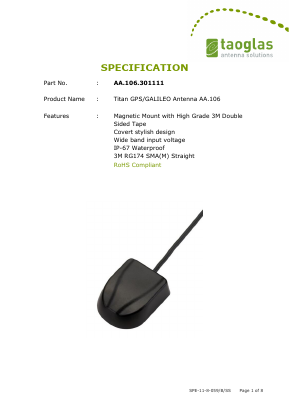 AA.106.301111 Datasheet PDF Taoglas antenna solutions