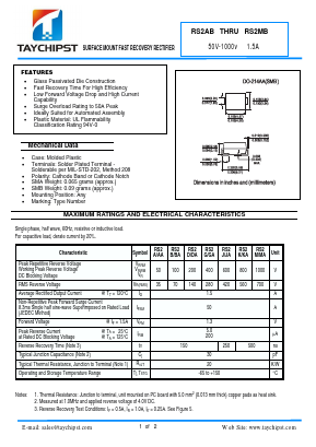 RS2GB Datasheet PDF Shenzhen Taychipst Electronic Co., Ltd