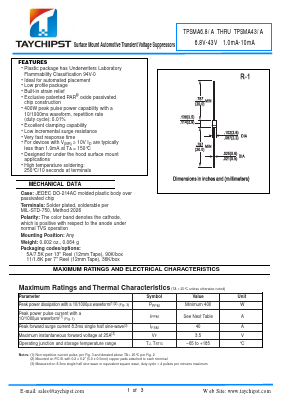 TPSMA13A Datasheet PDF Shenzhen Taychipst Electronic Co., Ltd