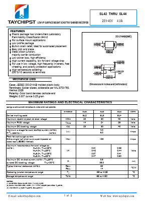 SL44 Datasheet PDF Shenzhen Taychipst Electronic Co., Ltd