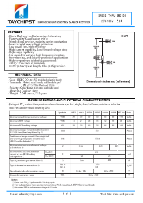SR505 Datasheet PDF Shenzhen Taychipst Electronic Co., Ltd
