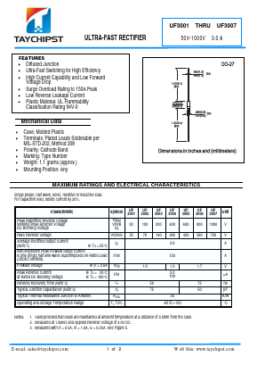 UF3001 Datasheet PDF Shenzhen Taychipst Electronic Co., Ltd