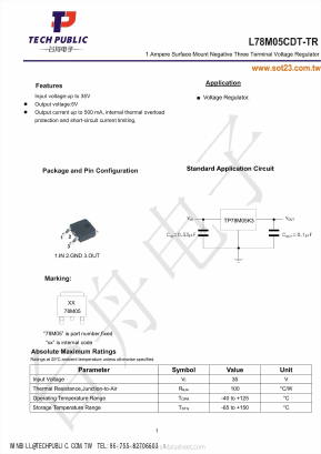 L78M05CDT-TR Datasheet PDF TECH PUBLIC Electronics co LTD