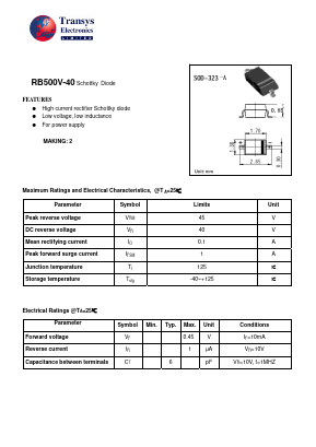 RB500V-40 Datasheet PDF Transys Electronics Limited