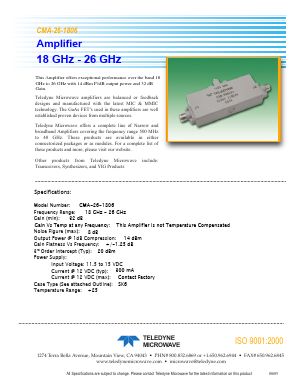 CMA-26-1806 Datasheet PDF Teledyne Technologies Incorporated