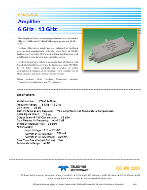 CPA-13-6014 Datasheet PDF Teledyne Technologies Incorporated
