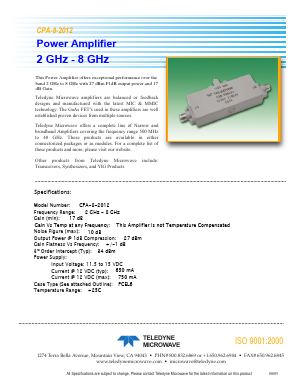 CPA-8-2012 Datasheet PDF Teledyne Technologies Incorporated