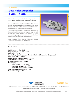 TLA-8-2014 Datasheet PDF Teledyne Technologies Incorporated