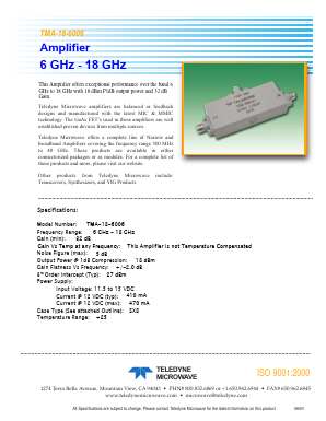 TMA-18-6006 Datasheet PDF Teledyne Technologies Incorporated