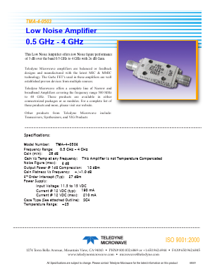 TMA-4-0503 Datasheet PDF Teledyne Technologies Incorporated